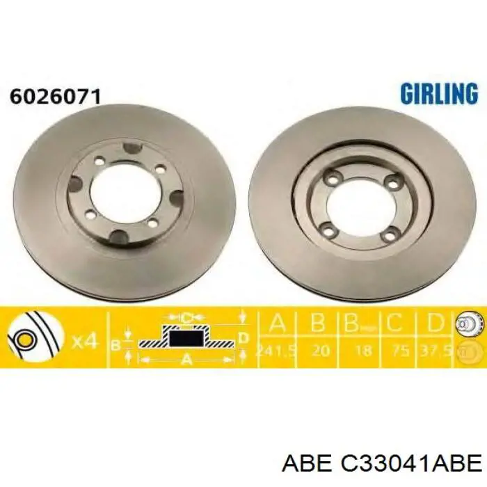 C33041ABE ABE диск тормозной передний