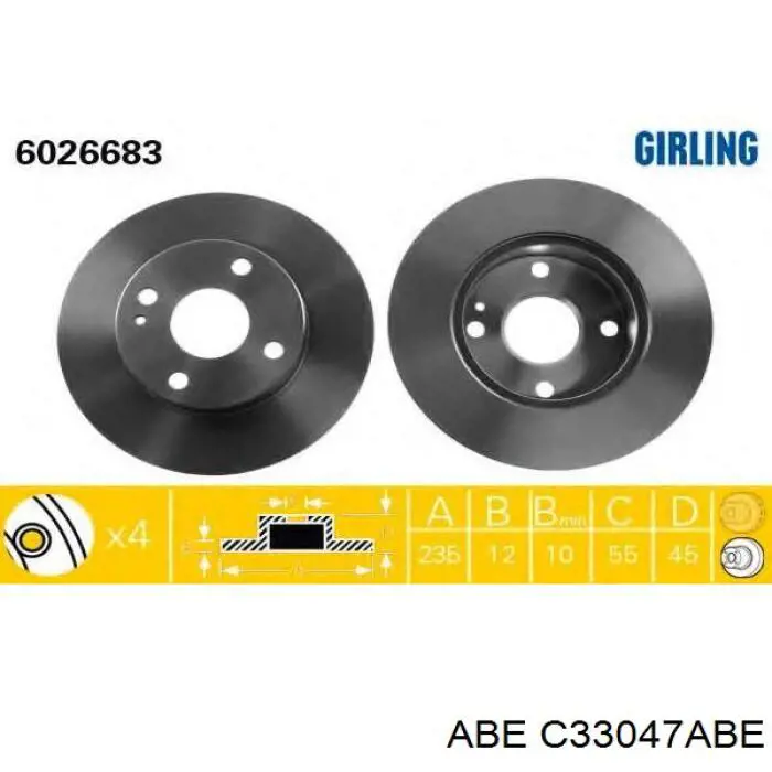 Передние тормозные диски C33047ABE ABE