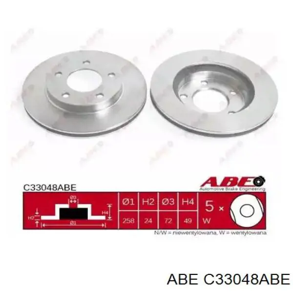 C33048ABE ABE диск тормозной передний