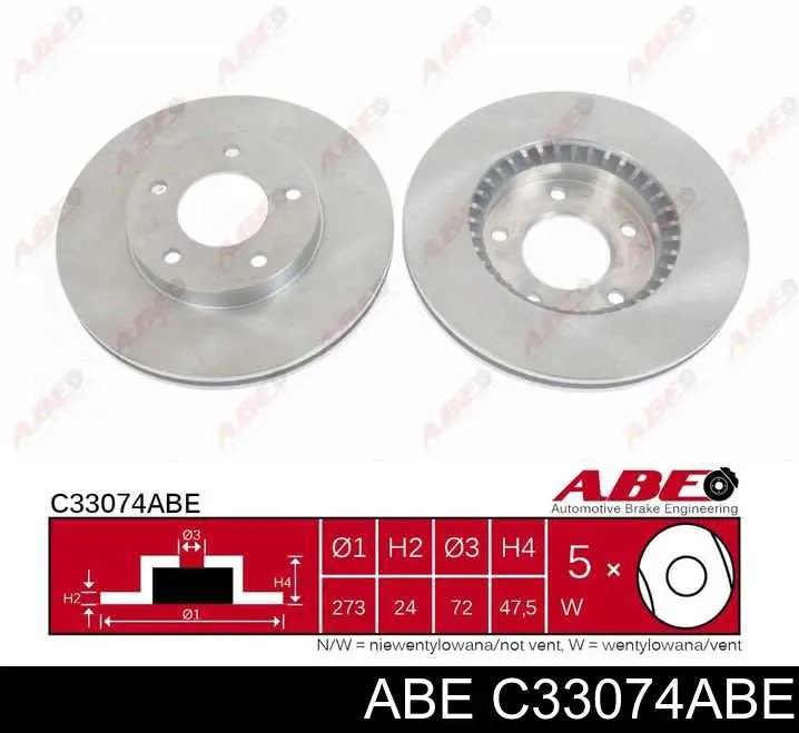 C33074ABE ABE передние тормозные диски