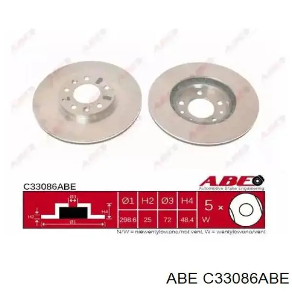 C33086ABE ABE диск тормозной передний