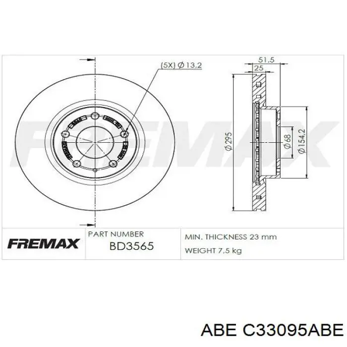 Передние тормозные диски C33095ABE ABE