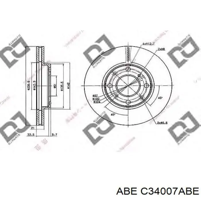 Тормоз дисковый передний ABE C34007ABE цена, от 19.79 USD
