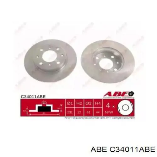 C34011ABE ABE Диск тормозной передний