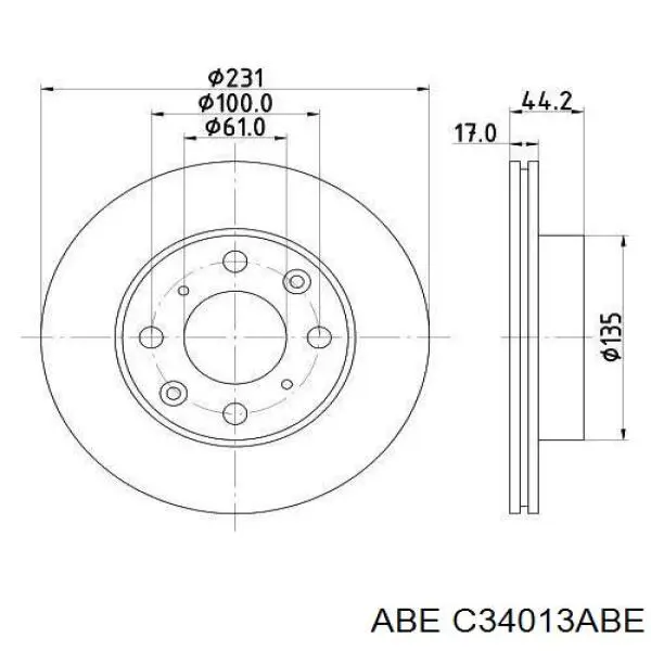 Тормоз дисковый передний ABE C34013ABE цена, от 19.56 USD