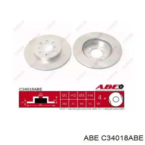 C34018ABE ABE диск тормозной передний