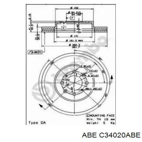 Передние тормозные диски C34020ABE ABE