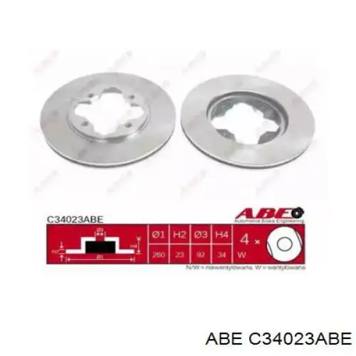 Передний тормозной диск ABE C34023ABE
