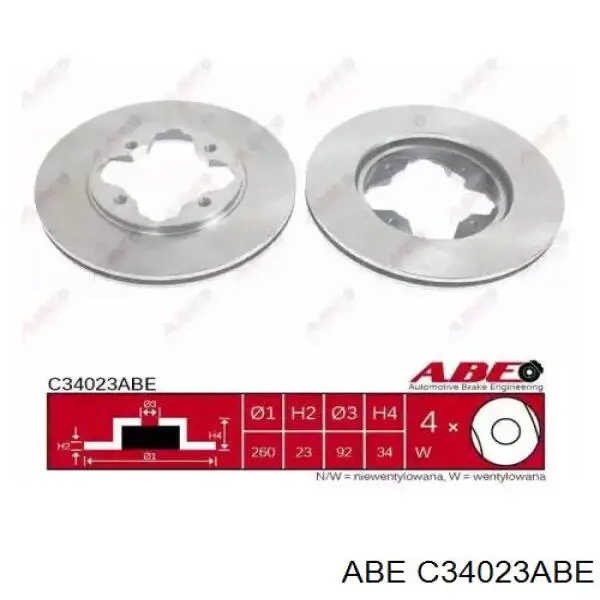 Тормоз дисковый передний ABE C34023ABE цена, от 22.52 USD