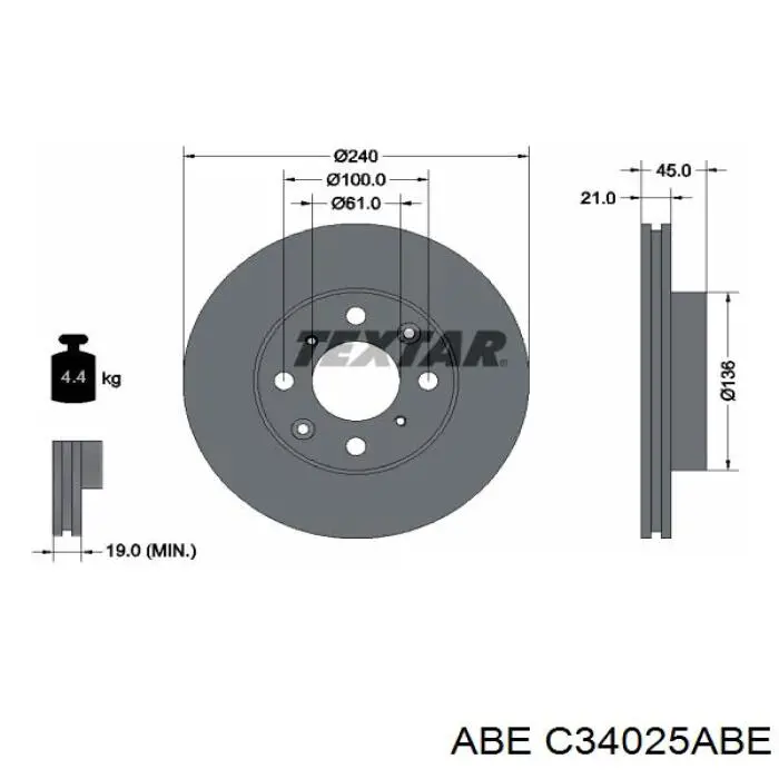 Передние тормозные диски C34025ABE ABE