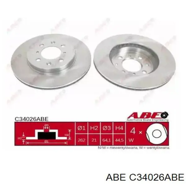 C34026ABE ABE диск тормозной передний