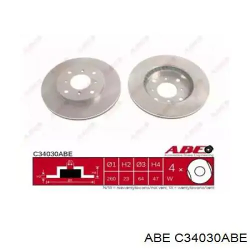 C34030ABE ABE диск тормозной передний
