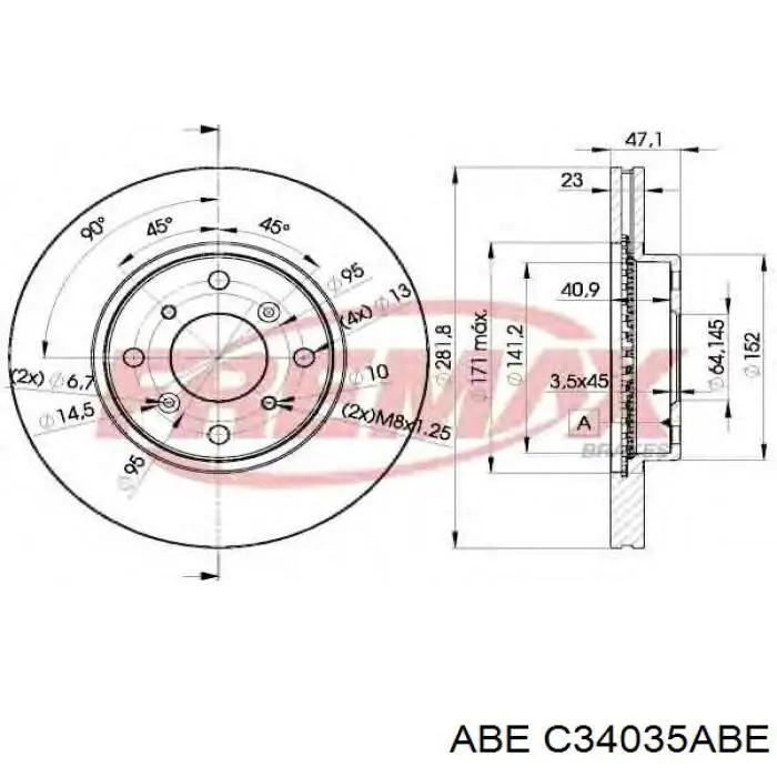 Передний тормозной диск ABE C34035ABE