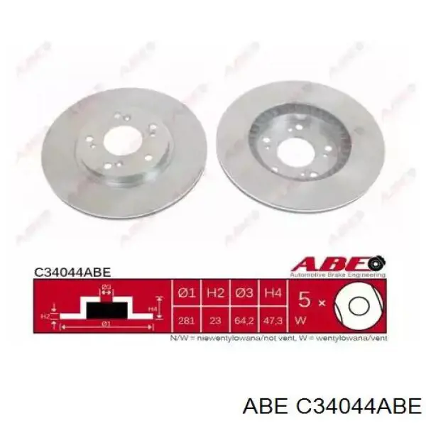 Передние тормозные диски C34044ABE ABE