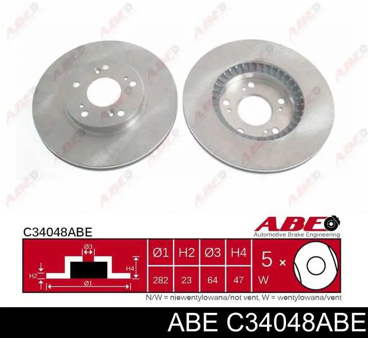 C34048ABE ABE диск тормозной передний