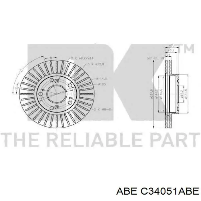 Тормоз дисковый передний ABE C34051ABE цена, от 26.79 USD