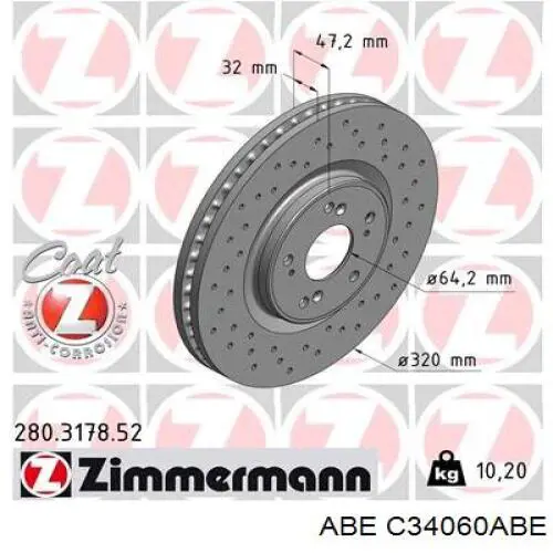 Передние тормозные диски C34060ABE ABE