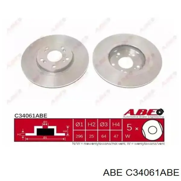 Тормоз дисковый передний ABE C34061ABE цена, от 37.95 USD