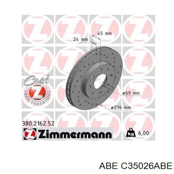 C35026ABE ABE Диск тормозной передний