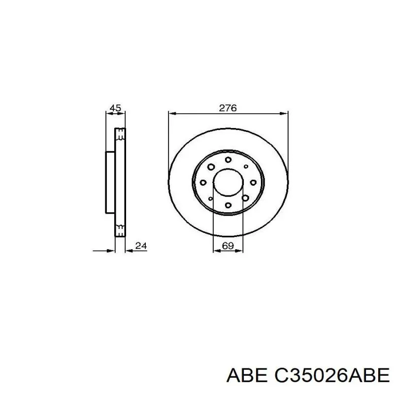 Передний тормозной диск ABE C35026ABE