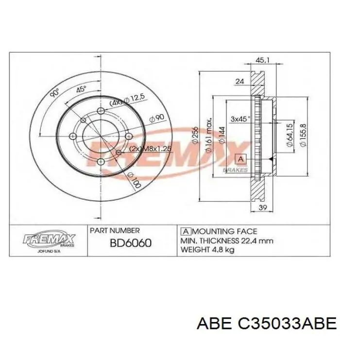 Передние тормозные диски C35033ABE ABE