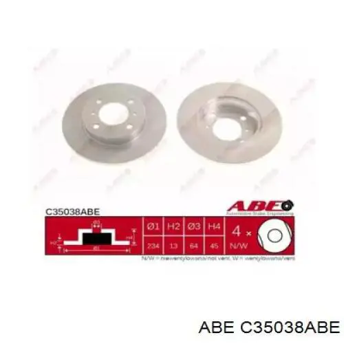C35038ABE ABE диск тормозной передний