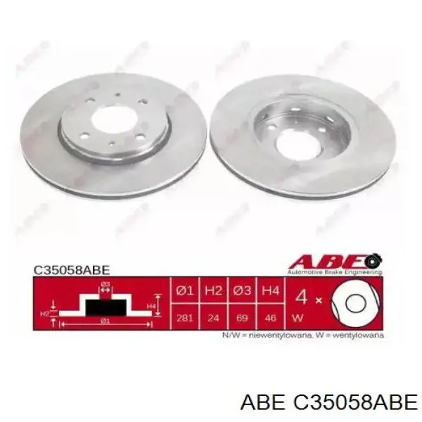 C35058ABE ABE диск тормозной передний
