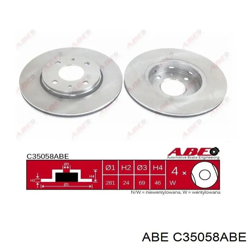 Передние тормозные диски C35058ABE ABE