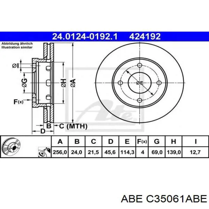 C35061ABE ABE Диск тормозной передний