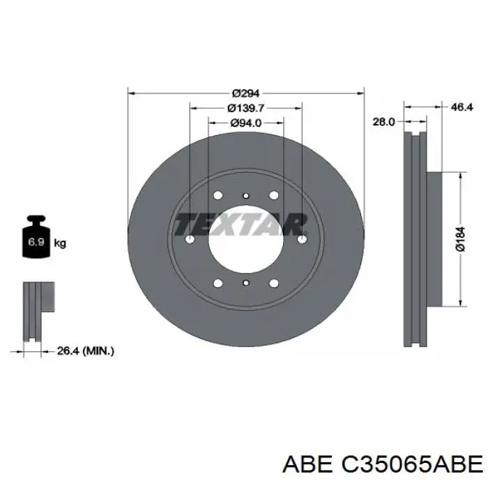 Передний тормозной диск ABE C35065ABE