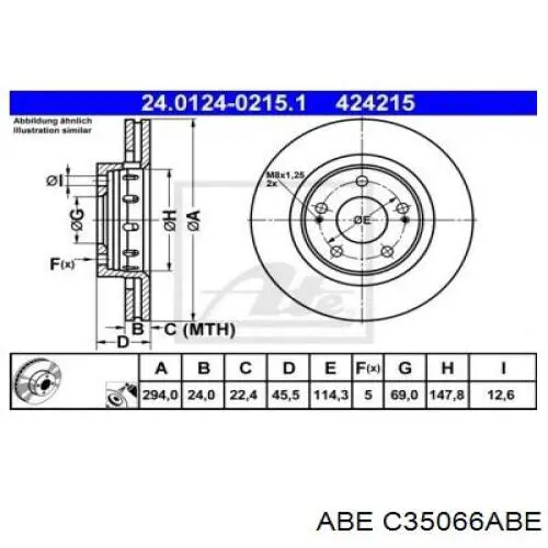 C35066ABE ABE Диск тормозной передний