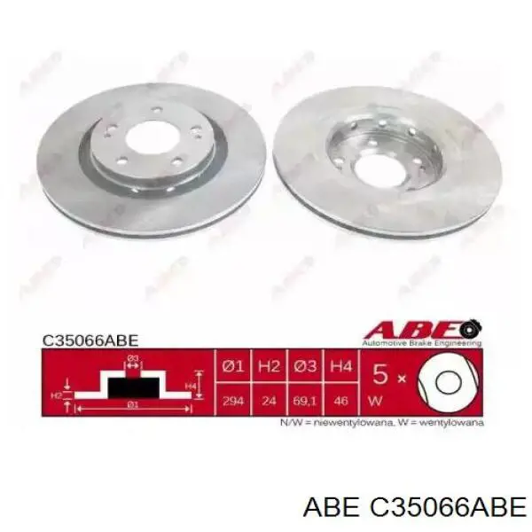 C35066ABE ABE диск тормозной передний