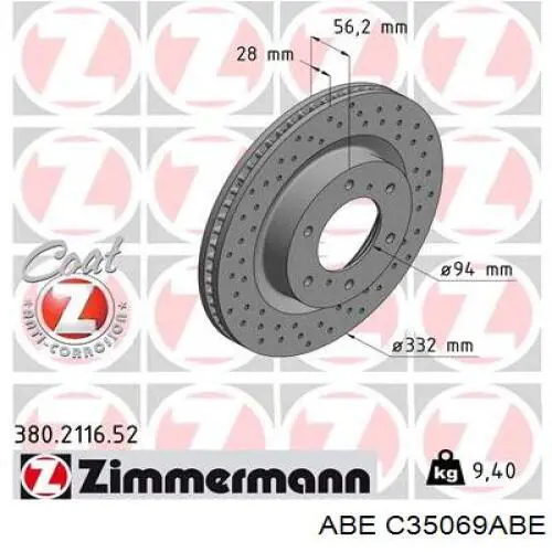 Тормоз дисковый передний ABE C35069ABE цена, от 54.46 USD