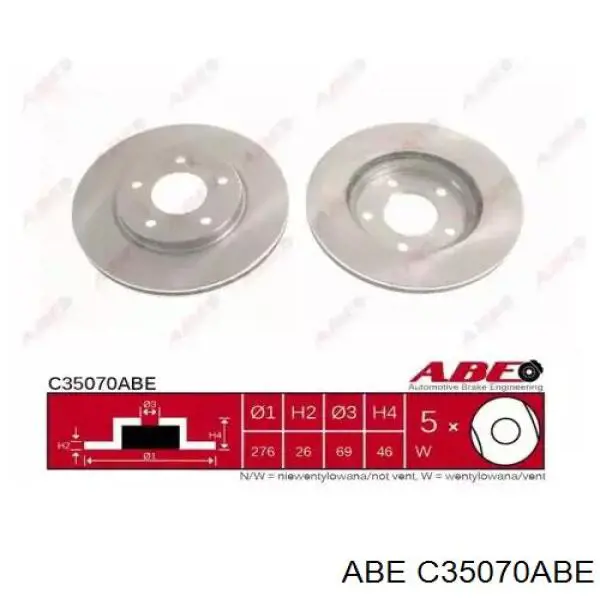 Передние тормозные диски C35070ABE ABE