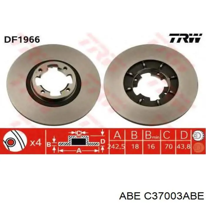 C37003ABE ABE диск тормозной передний