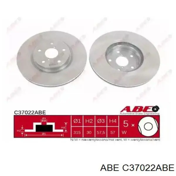 C37022ABE ABE диск тормозной передний