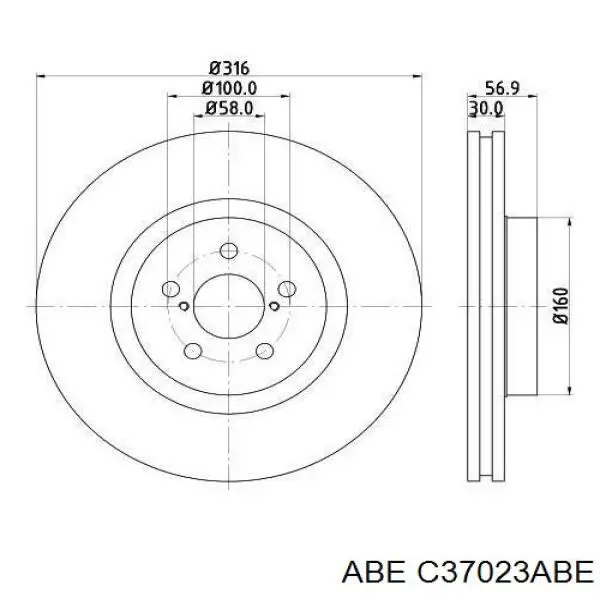 Передний тормозной диск ABE C37023ABE