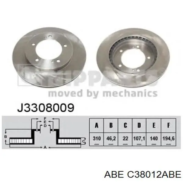 C38012ABE ABE Диск тормозной передний