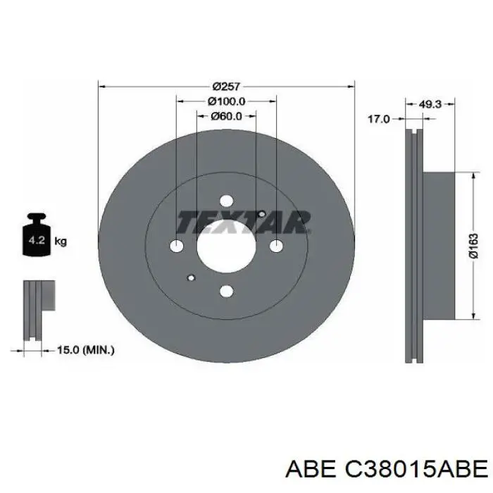 Тормоз дисковый передний ABE C38015ABE цена, от 21.44 USD