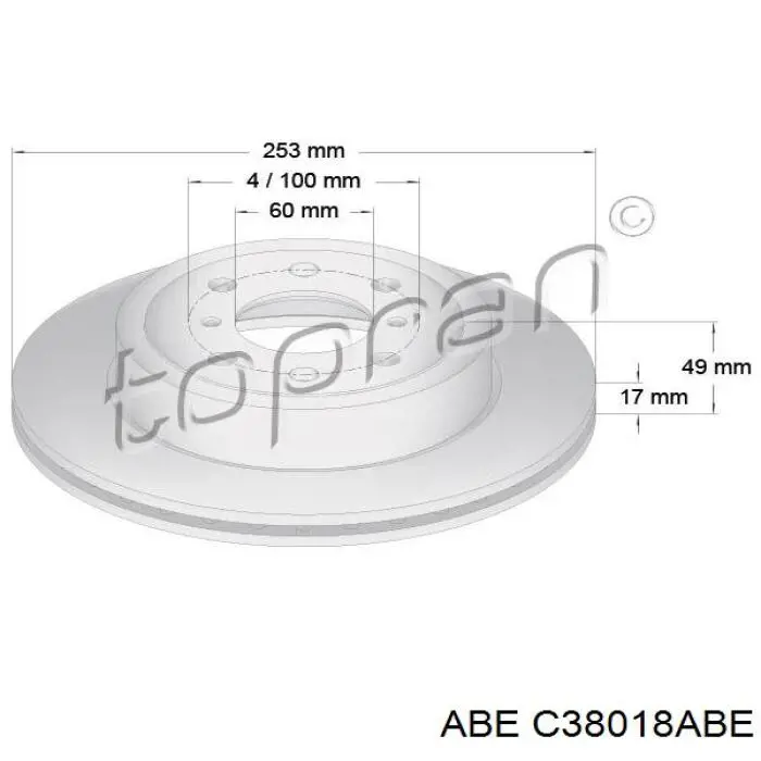 Тормоз дисковый передний ABE C38018ABE цена, от 20.53 USD
