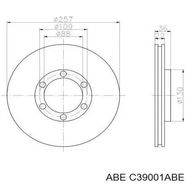 Тормоз дисковый передний ABE C39001ABE цена, от 31.67 USD