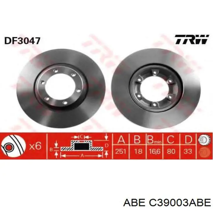 C39003ABE ABE диск тормозной передний