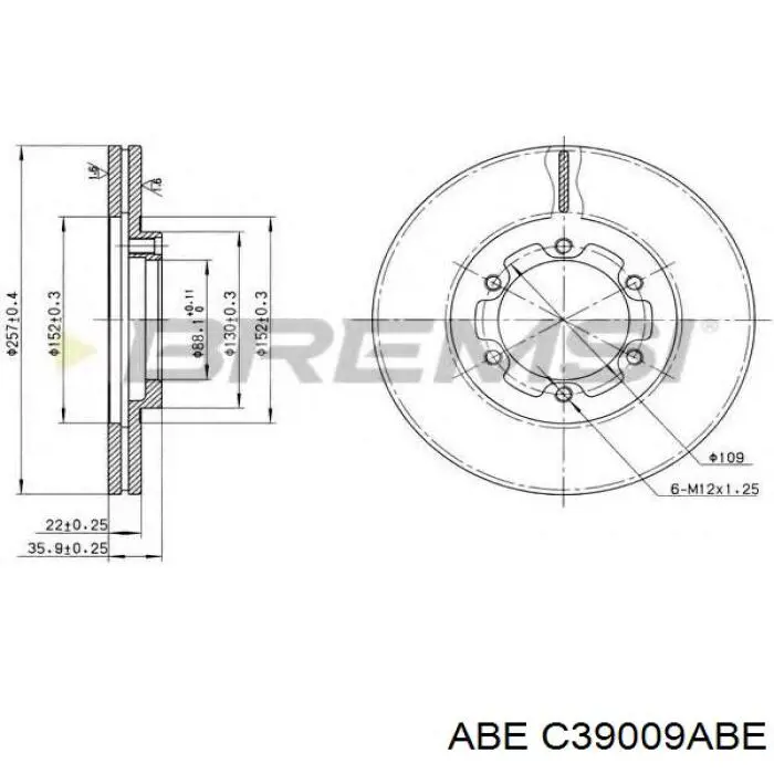 C39009ABE ABE Диск тормозной передний