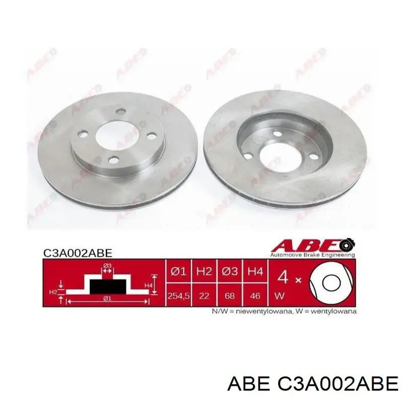C3A002ABE ABE диск тормозной передний