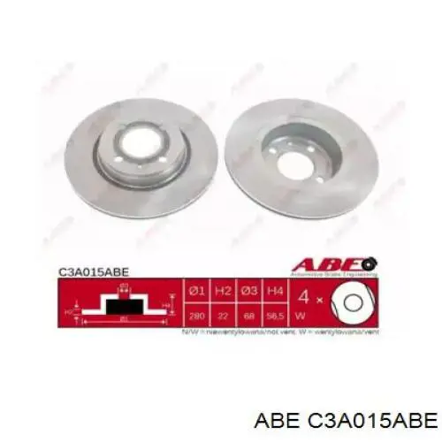 Тормоз дисковый передний ABE C3A015ABE цена, от 31.21 USD