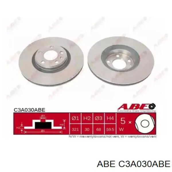 Передние тормозные диски C3A030ABE ABE