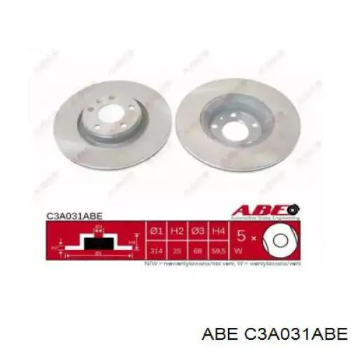 C3A031ABE ABE диск тормозной передний
