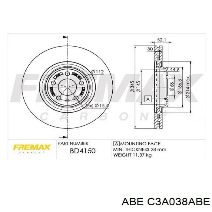 Купить C3A038ABE ABE Ротор тормозной