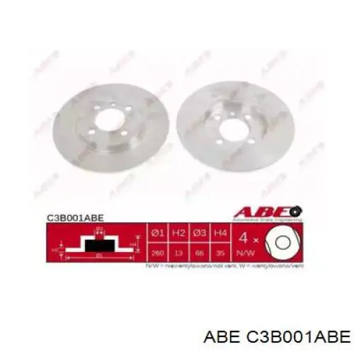C3B001ABE ABE диск тормозной передний