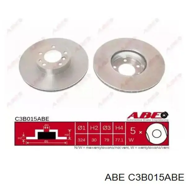 C3B015ABE ABE диск тормозной передний